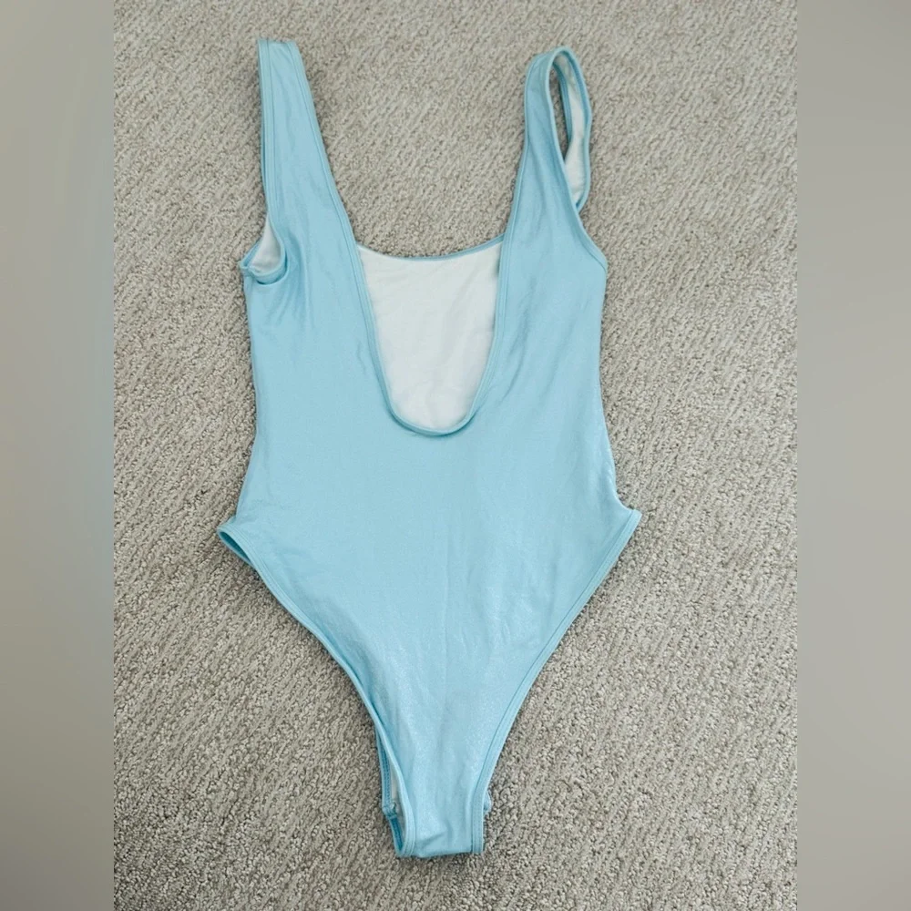 Free People Frankies Bikinis Kyle Iridescent One Piece Swimsuit Cloud Chaser Lg